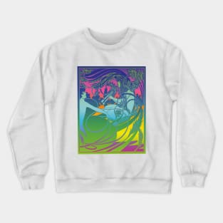 Flute Lady (blue on rainbow) Crewneck Sweatshirt